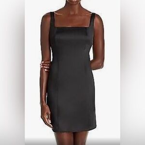 AQUA Satin Square Neck Mini Dress